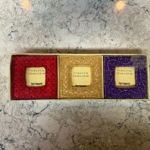 Vintage NWT Pier 1 Imports Mini Fabric Beaded Desktop Photo Picture Frames 1.5”